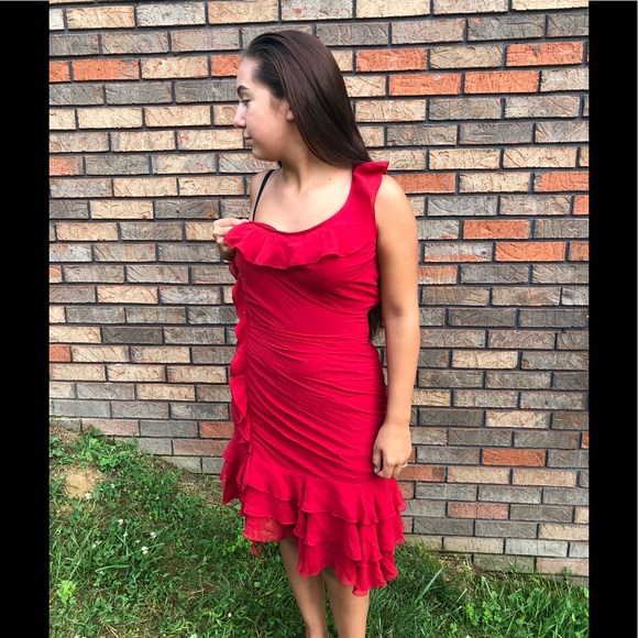 EXPRESS 100% SILK RED SEXY ONE SHOULDER SIZE 8 - Picture 5 of 8